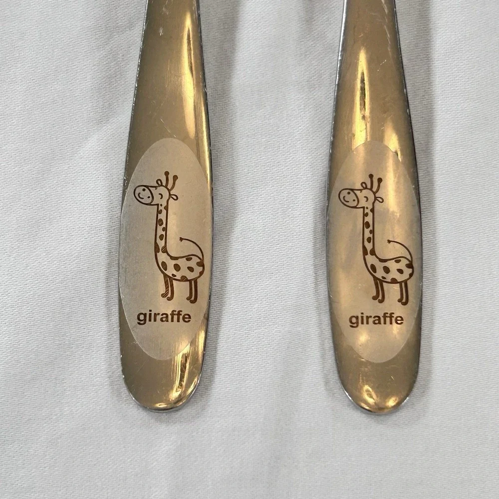 Lot of 2 EliteBloom Youth Toddler Flatware Giraffe Fork Spoons 6